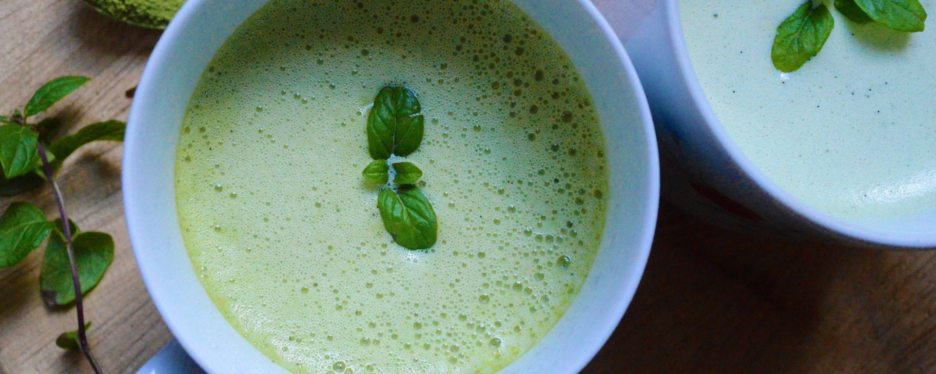 morning matcha superdrink latte infused with mint and vanilla