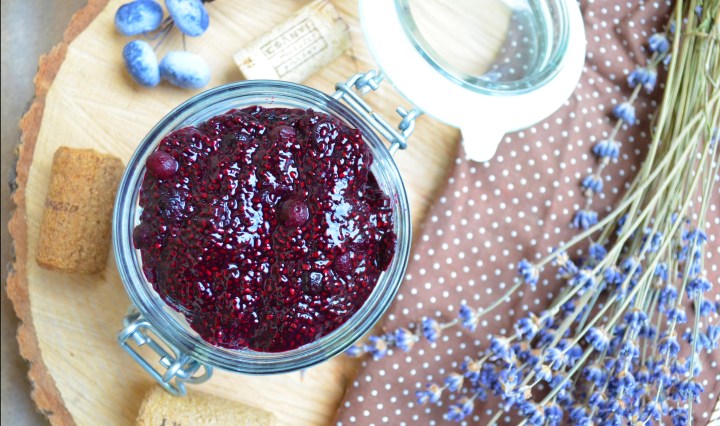 blueberry and lemon chia jam with lavender