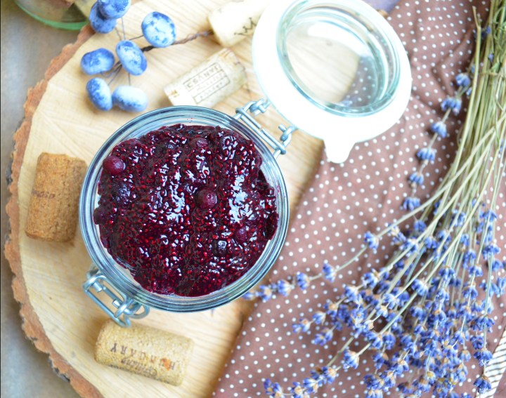 blueberry and lemon chia jam with lavender
