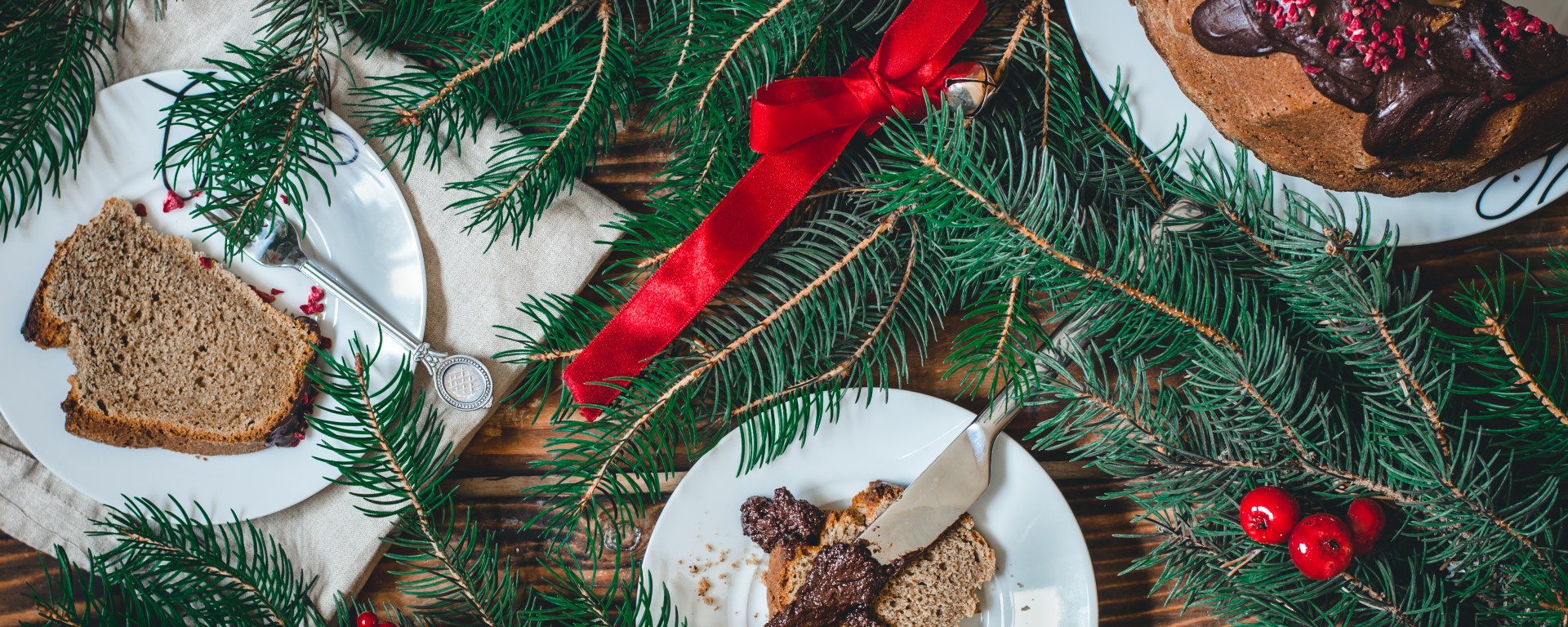 a featured flatlay image for this chocolate coffee sugarfree bundt cake